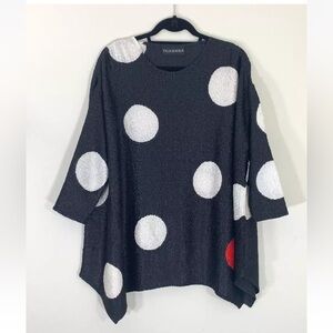 Talk of the Walk Black One Red Dot Tunic Top Blouse Oversize Size-S/M NWT $119